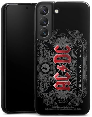Slim Case extra dünn kompatibel mit Samsung Galaxy S22 Silikon Handyhülle schwarz Hülle ACDC Fanartikel Black Ice