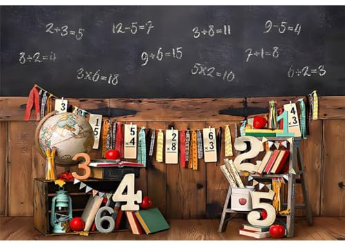 YongFoto 3x2m Zurück zur Schule Hintergrund Tafel-Briefpapier Holzwand Klassenzimmer-Party Fotografie-Hintergrund für Kindergarten Erster Schultag Online-Unterricht Abschluss Foto Requisiten