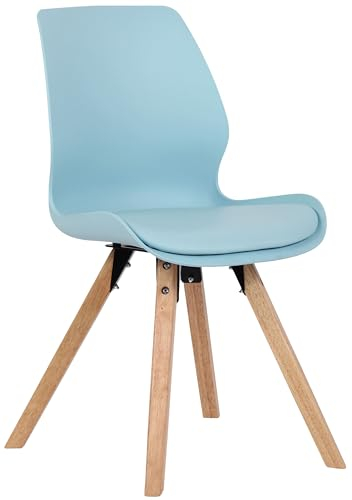 CLP Besucherstuhl Luna Kunststoff I Stoff I Samt I Kunstleder I Lehnstuhl mit Holzgestell, Farbe:blau, Material:Kunststoff