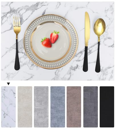 Homaxy Tischsets Abwaschbar 6er Set, Wasserdicht Tischset, Platzsets Abwischbar Doppelseitigen, Platzset Leder, rutschfest Platzdeckchen, Schön Tischuntersetzer, Marmor