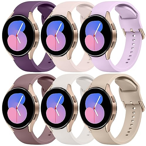 Wanme 6 Stück Armband für Samsung Galaxy Watch 7/6/5/Watch 4 Armband, Silikon Ersatzarmband für Samsung Watch 6/4 Classic/5 Pro/FE für Damen und Herren