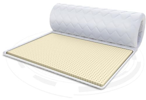 FDM Matratzentopper Latex Matratze Topper 90x200 cm Härtegrad H3 Höhe ca. 2 cm Allergiker Geeignet Öko-Tex Weiß