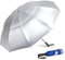 G4Free 157,7 cm großer Golf-UV-Regenschirm, kompakt, umgekehrt, Reise-Sonnenschutz, 10 Rippen, winddicht für Regen, Doppeldach, automatisches Öffnen und Schließen (Silber/Blau)