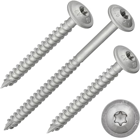 Tellerkopfschrauben mit Torx-Antrieb (TX) | Edelstahl A2/V2A | verstärkter Kopf + Cut-Spitze | mit ETA-Zulassung | Teilgewinde | Holzbauschrauben | Konstruktionsschrauben (4 x 30 mm, 200 Stück)