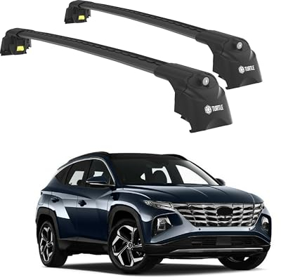 TURTLE Dachträger für Autos Hyundai Tucson (NX4) 2022-2023, 109 cm Barrenlänge 75 kg Tragfähigkeit Aluminium Dachgepäckträger, Abschließbar - Einstellbar Fahrradträger Skitrager-Schwarz
