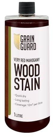 GRAIN GUARD Tinte para Madera | CAOBA MUY ROJA | 1 Litro | Base de Agua y Bajo Olor | Ecológico y No Tóxico | Tinte para Muebles de Interior | Fácil Aplicación | Secado Rápido
