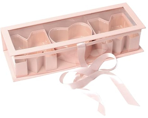 curfair Geschenkbox für Blumenarrangements, Karton, nachfüllbar, in Buchstabenform, leer, klares Fenster, rechteckig, Erdbeerverpackung, dekorativ, Seife, selbstgemacht Rosa