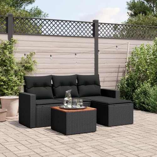 Festnight Gartenlounge mit Stauraum - Rattan Sofa Balkon Garten Lounge Outdoor Ecklounge Sitzecke Klein Loungemöbel Gartensofa Ecksofa Rattansofa Couch