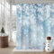 AIBIIN Tenda da doccia invernale glitterata con fiocchi di neve e ghiaccio che cadono blu e bianco, tende da bagno per l'inverno, decorazione per la casa, materiale in poliestere resistente, con 12