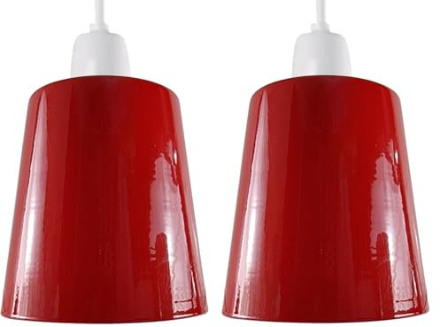 LEDSone Industrielle Decken-Pendelleuchtenschirme, Lampenschirme im Retro-Vintage-Stil zum Aufhängen von Deckenleuchten (Rot, 2er-Pack)
