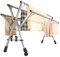 HUJZJY Etendoir Linge Intérieur Extérieur Pliable INOX, 200cm, 5 Barres, Roulettes, Réglable en Hauteur, Sèche-Linge Économique