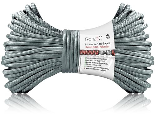 Ganzoo Paracord 550 Seil / 4mm / Nylon/Polyester Typ Shimmer/Armband Hunde-Leine/Hunde-Halsband / 250Kg. Bruchlast/Outdoor Rope/Camping Schnur/Allzweckseil / 30 Meter/Dunkel-Grau