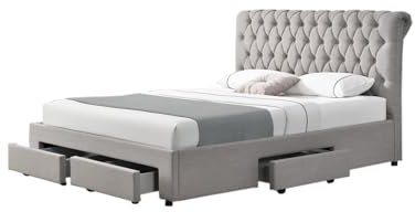 HTI living Polsterbett mit Knopf-Steppung Claire 180x200 Doppelbett mit Lattenrost und Schubladen