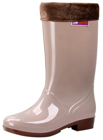 Stivali di gomma da donna, altamente impermeabili, con imbottitura rimovibile, per il tempo libero, cachi, 37