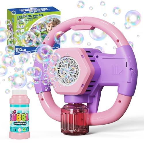 PANACARE Lenkrad Seifenblasenmaschine, Seifenblasenspielzeug Kinder 5000+ Blasen/Min mit Seifenblasenlösung für Hochzeit/Geburtstag/Party/Ostern, Outdoor Geschenk für Junge&Mädchen