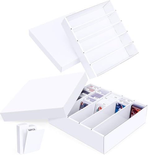 Leyzan 5 Row Trading Card Storage Box, Cardboard Storage Box with Divider for Sports, Game Card(2 Pack)