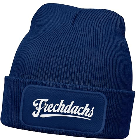MoonWorks® Wintermütze Kinder Beanie für Mächen mit Patch Aufdruck Schriftzug Frechdachs Print Strickmütze