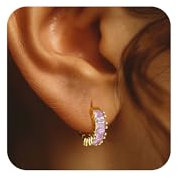 VIROMY Juni Birthstone Ohrringe funkelnde kubischer Zirkonia Gold Hoop Ohrringe für Frauen zierlich 14K Gold Huggie Hoop Lightweight Hypoallergenic Schmuck