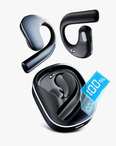NEOQOQO Open Ear Headphones, Premium Sound Air Conduction Wireless Earbuds w/Deep Bass, 3 EQ Modes, 48H Playtime, Bluetooth 5.4, Clear Call Mics, IPX5, Comfort Fit for Workout Running Black
