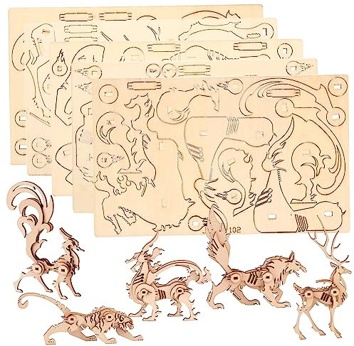 HOMOBABE 5 Stück Holzpuzzle Tierrätsel Für Bastelt EIN 3D-Puzzle Hund Tiere Bausteine Spiele Mechanische Rätsel Puzzlematte 3D-Tiere-Puzzle-kit Tiermodell 3D-rätsel Hölzern