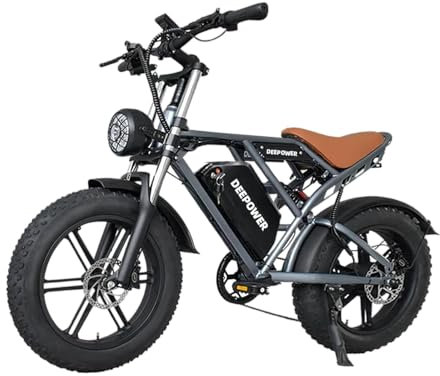 DEEPOWER QS7 Elektrofahrrad für Erwachsene, 20 x 4,0 Zoll Fat Tire EBike mit 48 V 35 Ah Abnehmbar, 25 km/h, Hydraulische Stoßdämpfer, Elektrofahrräder mit LCD-Anzeige (35Ah)