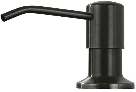 Dispensador de jabón para Fregadero de Cocina, Empotrado, de Acero Inoxidable (Metal), con Bomba para jabón lavavajillas o loción, Recarga Desde Arriba, 17 oz, para encimera, Color Negro