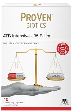 Pro-Ven Probiotics ATB Intensive | for Use Alongside Antibiotics | Gut Health & Immune System Support | 35 Billion CFU | Reduces Stomach & Bile Acids | 10 Capsules