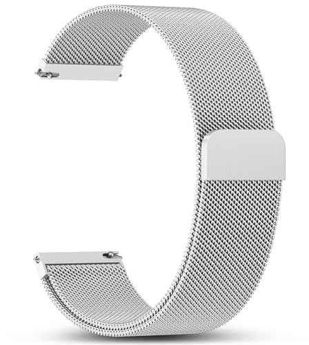 Mastten Metall Armbänder für Garmin Venu 3 2 Armband - Amazfit Balance Armband - Garmin Vivoactive 4/Forerunner 255 265 Band, Uhrenarmband 22mm für Edelstahl Magnetarmband Damen Herren, Silber