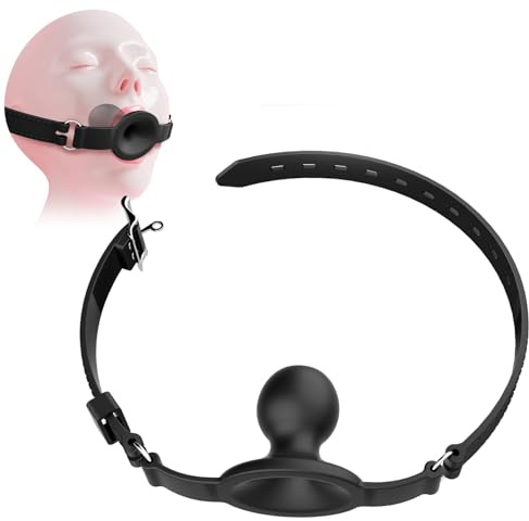 Mundspreizer Maskenknebel L Größe Mundknebel Leder Silikon Ball Gag Bdsms Spielzeug extrem für Frauen Männer Kopfgröße Mouth Gag Bdsm Knebel Fetish Bondage Harness Ring Gag Bdsm Outfit Bondage Maske