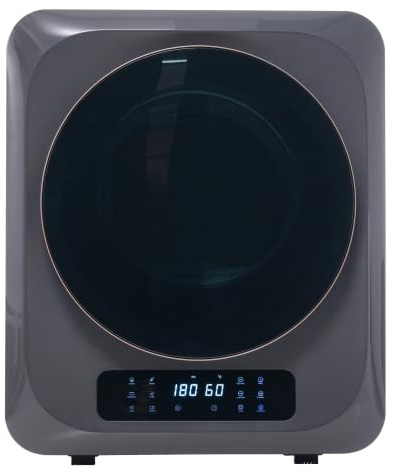 Wäschetrockner Abgastrockner 3kg (tatsächlich 4kg), 850W, Edelstahltrommel, 6 Programme, UV-Sterilisation, Mehrfachfilter, Überhitzungsschutz, wandmontierbar [Energieklasse G], Grau