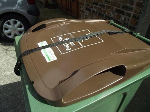 OasisBinStrap x 1. (BLACK) Stops wind blowing wheelie bin lid, keeps out animals and deters neighbours from putting their rubbish in your bin. Easy to fit, no drilling, and easy to operate..