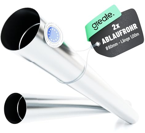 greate Fallrohr verzinkt 80 mm Durchmesser & 1 Meter Länge - 2er Pack