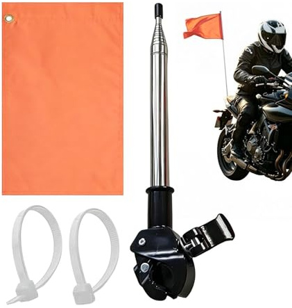ATV Sicherheitsflagge Höhenverstellbarkeit Sowie Hohe Sichtbarkeit | Hochsichtbare orangefarbene Fahrrad-Fahnen für Motorrad, Golfwagen, Anhänger, Rollstuhl, Strassenradfahren, Autofahren,