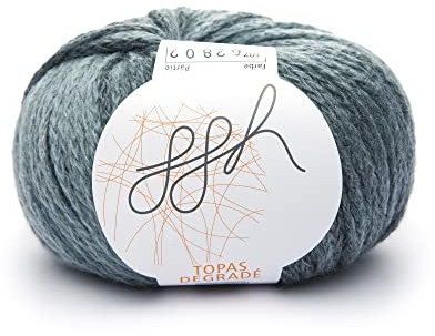 ggh Topas-Degradé - Schurwolle, Alpaka Mischung mit Degradé Effekt - Wolle zum Stricken oder Häkeln - Farbe 107 - Glasgrün meliert