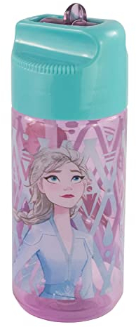 P:os 24657088 - La reine des neiges - Gourde Tritan pour enfants, gourde avec paille pliable intégrée, capacité d'environ 450 ml, étanche, idéale pour l'école, le sport et les loisirs