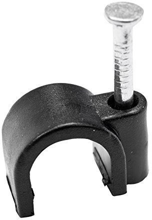 Zexum 3556 Round PVC Plastic Nail-in Cable Wire Clips 100 Pack, Black, 12 mm