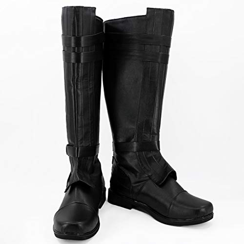 PinLian Herren Anakin Skywalker Cosplay Schwarze Stiefel Booties Halloween Schuhe Kostüm, Schwarz , UK 9.5=28.5cm Male