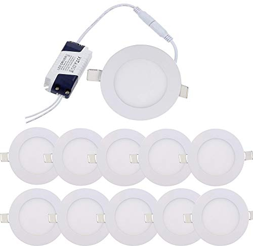 MIWOOHO LED Einbaustrahler Spots 10er Set 6W Kaltweiß 6000K LED Panel Rund Einbauleuchte Deckenstrahler Deckenleuchte Deckenlampe Einbau Lampe Spot