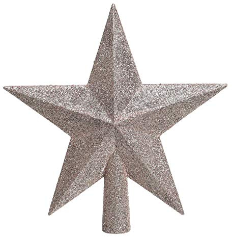 KAE Christbaumspitze Stern Kunststoff Glitzer 19cm Weihnachtsspitze Tannenbaumspitze rosa