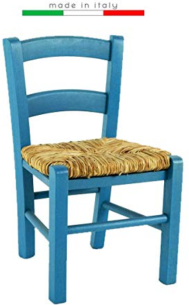 Stuhl Venezia Baby Kinder niedrig Holz Party bunt Restaurant Küche Stroh (blau, 1)