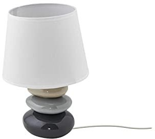 KHG Tischlampe Braun Keramik E14 21,0cm Ø Keramik-Tischleuchte 1-flammig Tischleuchte weitere Farben der Basis: Grau und Blaugrau, Farbe der Basis:Braun