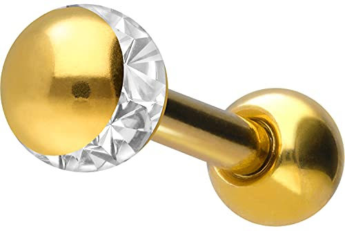 PIERCINGLINE Chirurgenstahl Ohrpiercing EPOXY-RING-KUGEL Piercing Schmuck Ohr Stecker Helix Goldfarben 4 mm