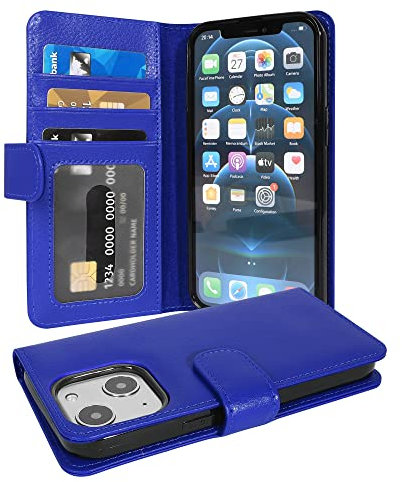 cadorabo Coque Compatible avec Apple iPhone 13 en Bleu CÉLESTE - Housse Protection avec Fermoire Magnétique et 3 Fentes Cartes - Portefeuille Etui Poche Folio Case Cover