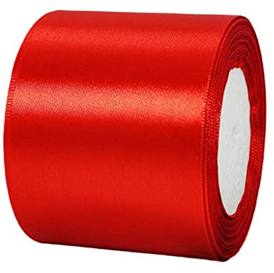 22m Satinband Geschenkband Rot 75mm Breit,Auto Seidenband Rot Dick Schleifenband Satin Dekoband Geschenkverpackung Deko Band Stoffband für Halloween Weihnachten Hochzeit Taufe Geburtstag DIY