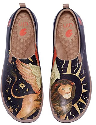 UIN Damen Casual Fashion Schuhe mit PU Obermaterial und Eva Außensohle Wanderschuhe Kunst gemalt Slip On Schuhe Low-Tops Toledo I Leo（EU 41