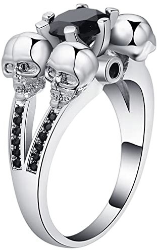Musihy Ringe für Damen, Damenring Zirkonia Eheringe Silber Totenköpfe mit Zirkonia Ringe Damen 52