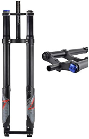 Sospensione Mountain Bike Forcella Invertita 26/27.5/29 Pollici MTB Forcella Pneumatica Viaggio 220mm Rimbalzo Regolare Perno Passante 20 * 110mm Doppia Spalla,con Blocco