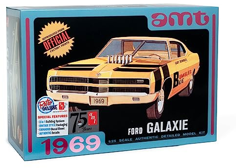 AMT - 1/25 1969 Ford Galaxie Hardtop - Plastikmodellbausatz, Transparent, Weiß