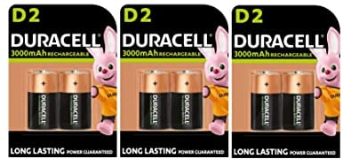 6X Duracell D Ricaricabili 3000 mAh (3 Blister Da 2 Batterie) 6 Pile