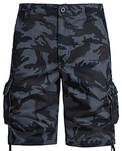 Hommes Cargo Shorts en Coton Camouflage Bermuda Pantacourt Casual Multi Poches Loisirs 1/2 Short Eté Hommes Short de Sport Court Pantalon De Plage Travail Vacances Randonnée Sécurité